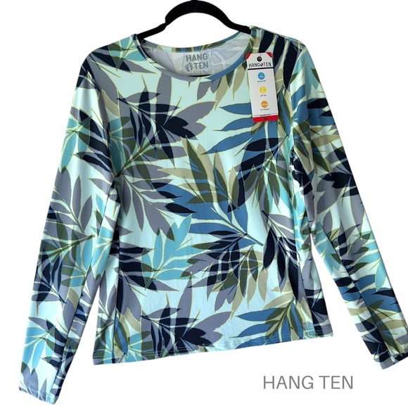 NWT | HANG TEN WOMEN’S LONG SLEEVE SUN TEE UPF 50 ZIP POCKET | SIZE: MEDIUM - Picture 1 of 9